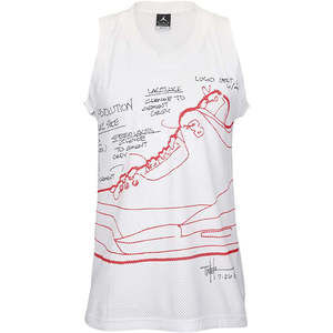 Jordan Mens Graphic Inspired By Tinker Hatfield Sketch Tank Top,White,Small